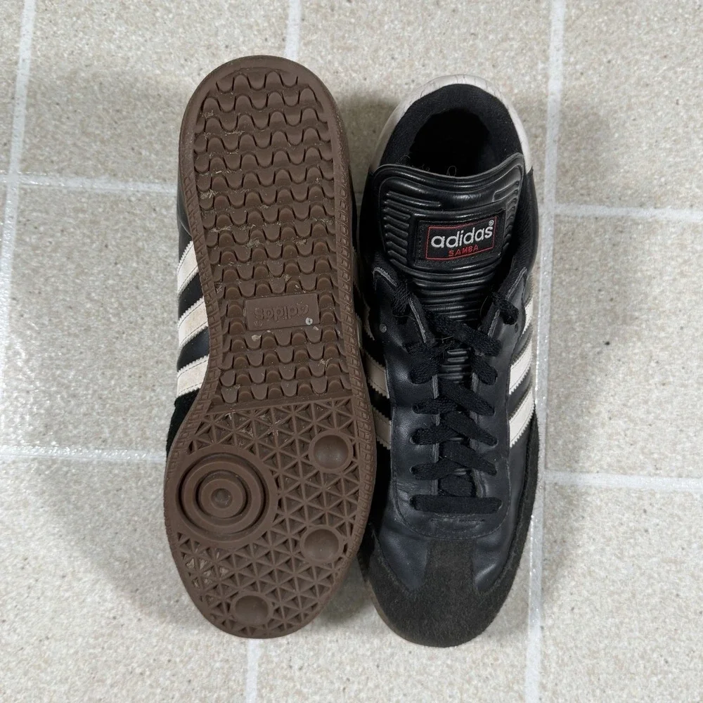 Adidas Mens Samba 034583 Black White Leather Lace Up Low Top Sneakers Size 9.5